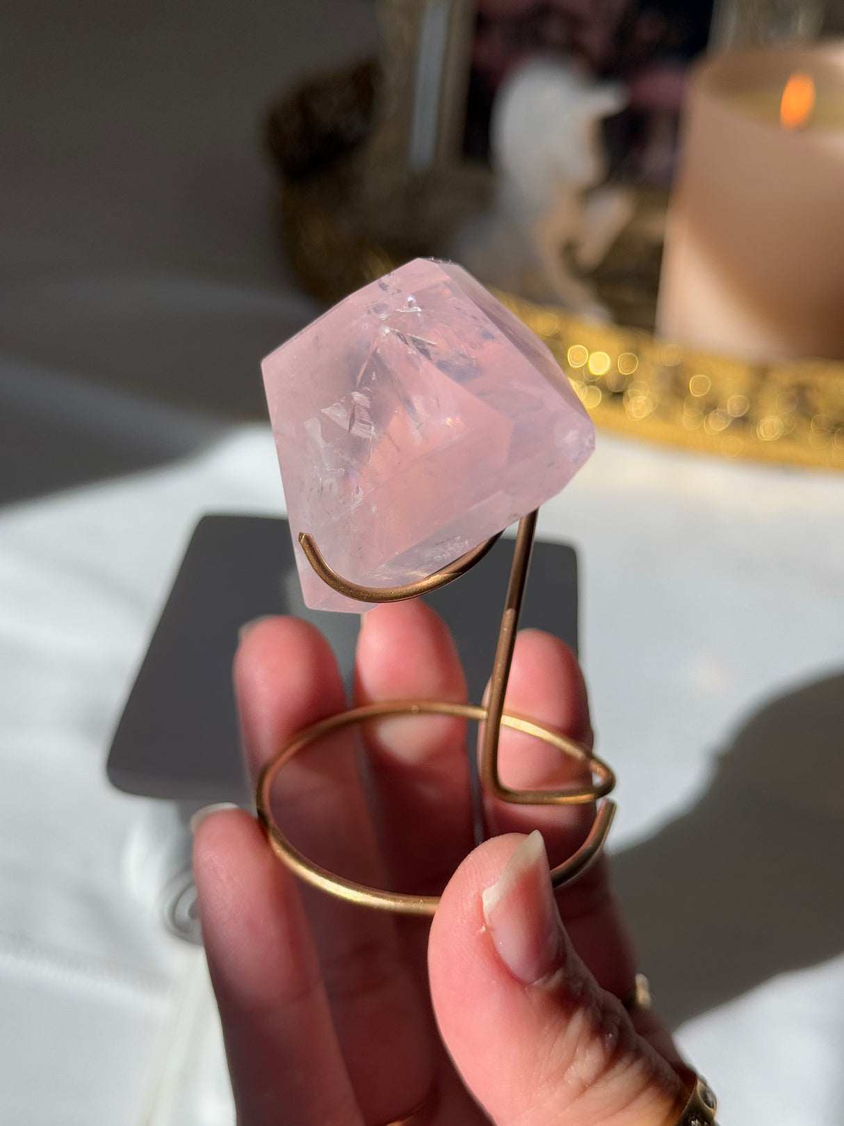 Gemmy Rose Quartz Free Form with Stand