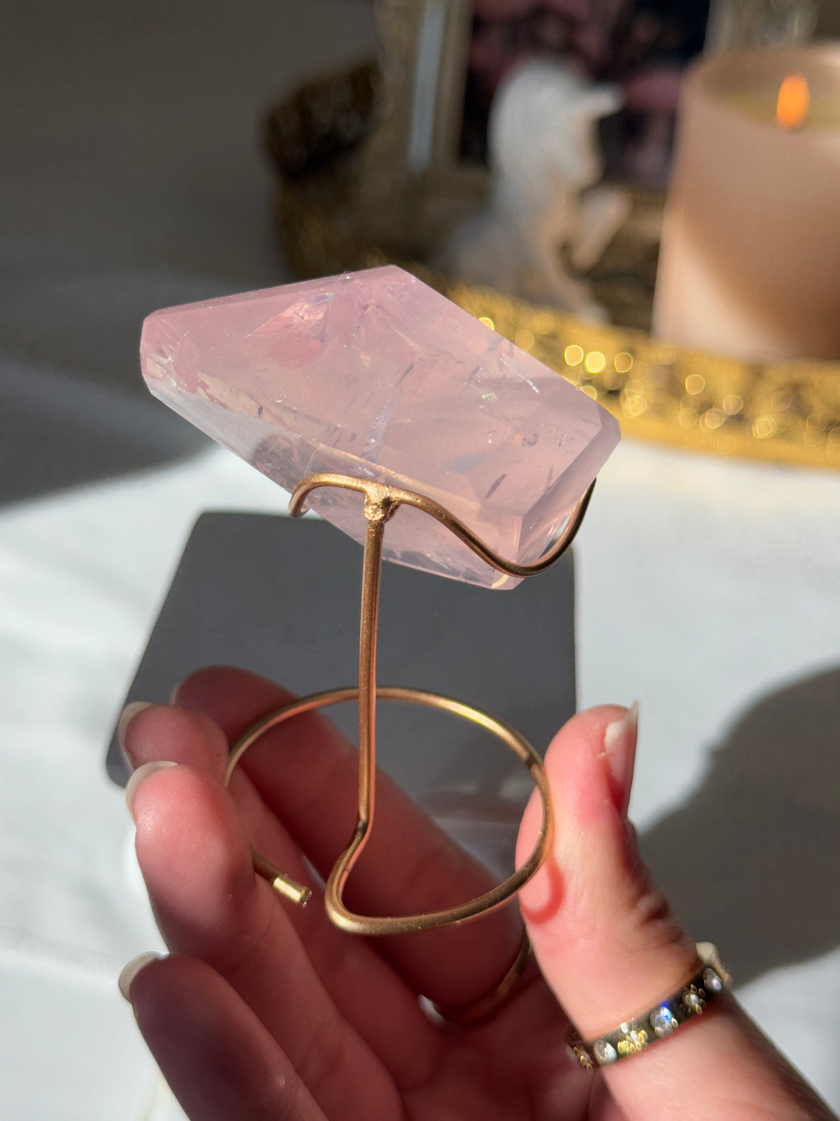 Gemmy Rose Quartz Free Form with Stand