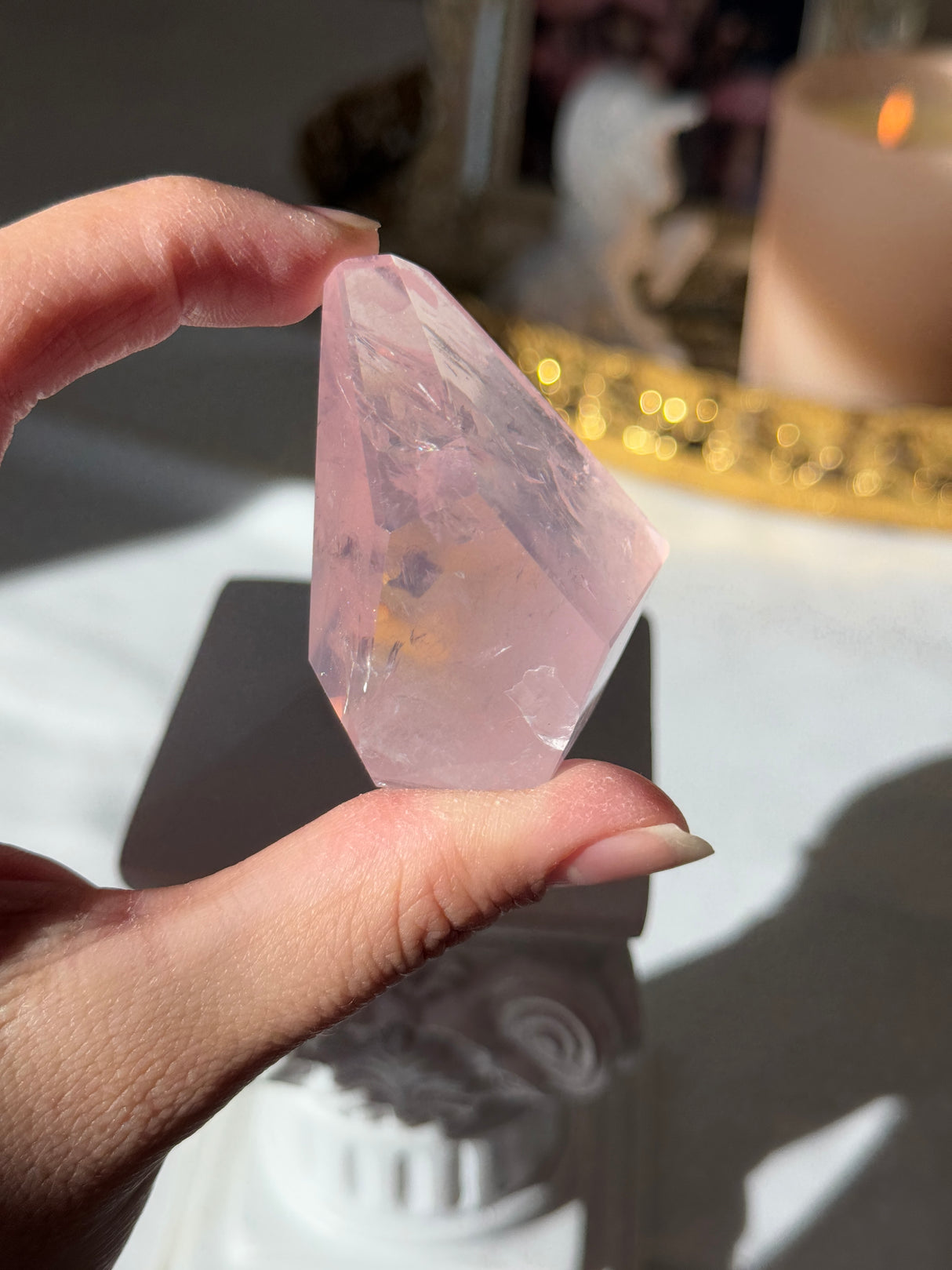 Gemmy Rose Quartz Free Form with Stand