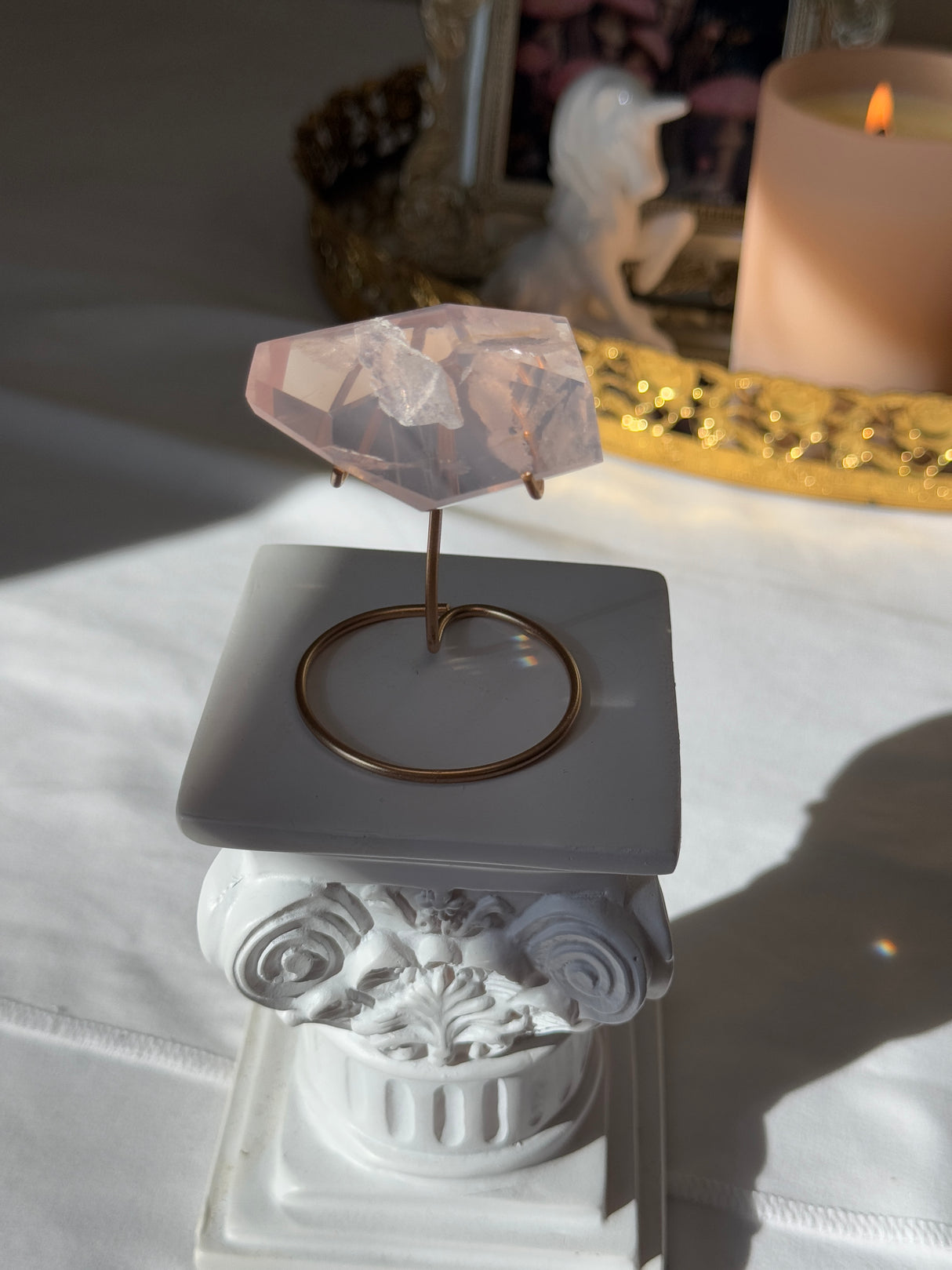 Gemmy Rose Quartz Free Form with Stand