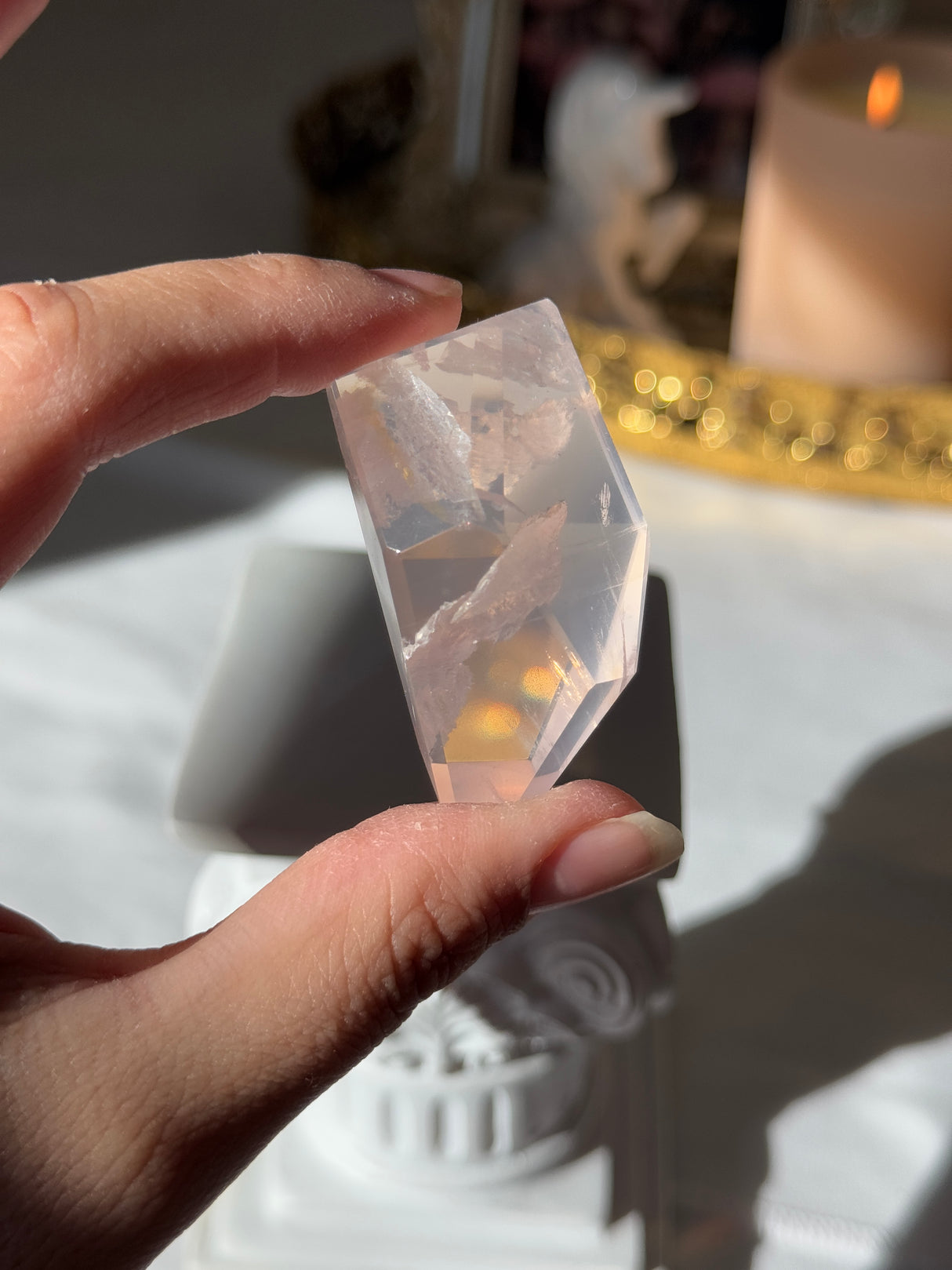 Gemmy Rose Quartz Free Form with Stand