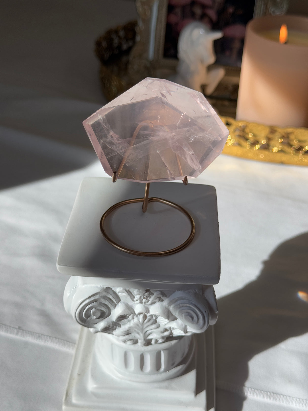 Gemmy Rose Quartz Free Form with Stand