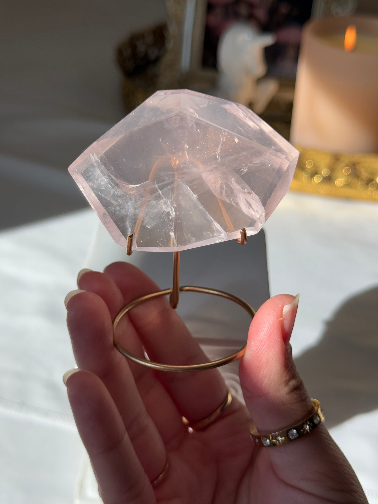 Gemmy Rose Quartz Free Form with Stand