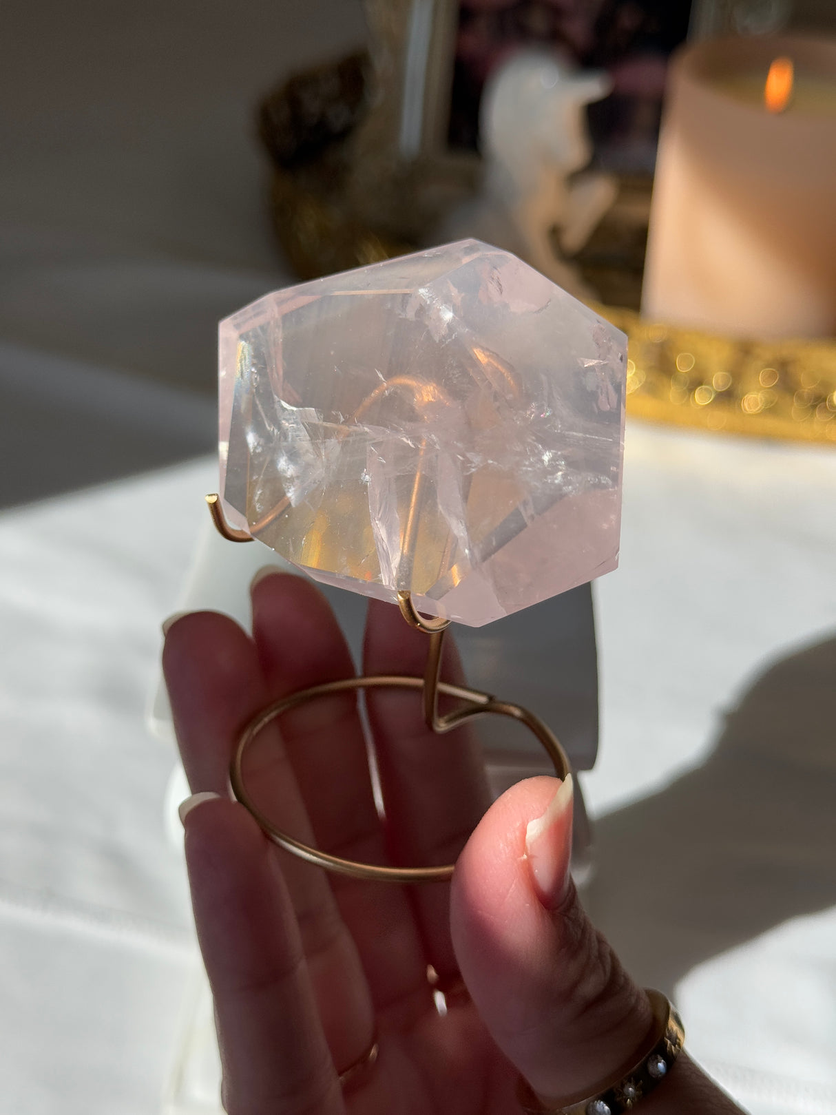 Gemmy Rose Quartz Free Form with Stand