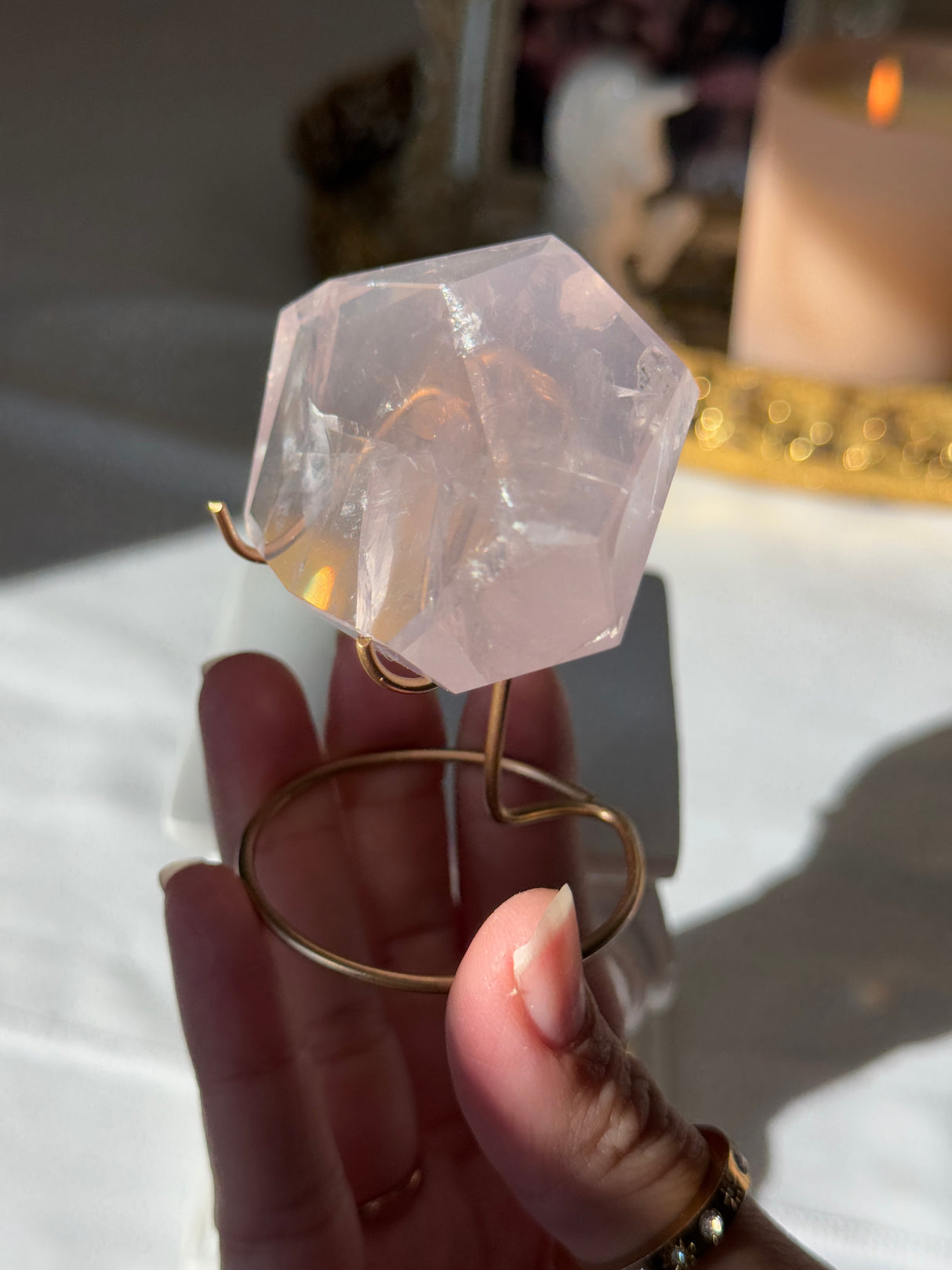 Gemmy Rose Quartz Free Form with Stand