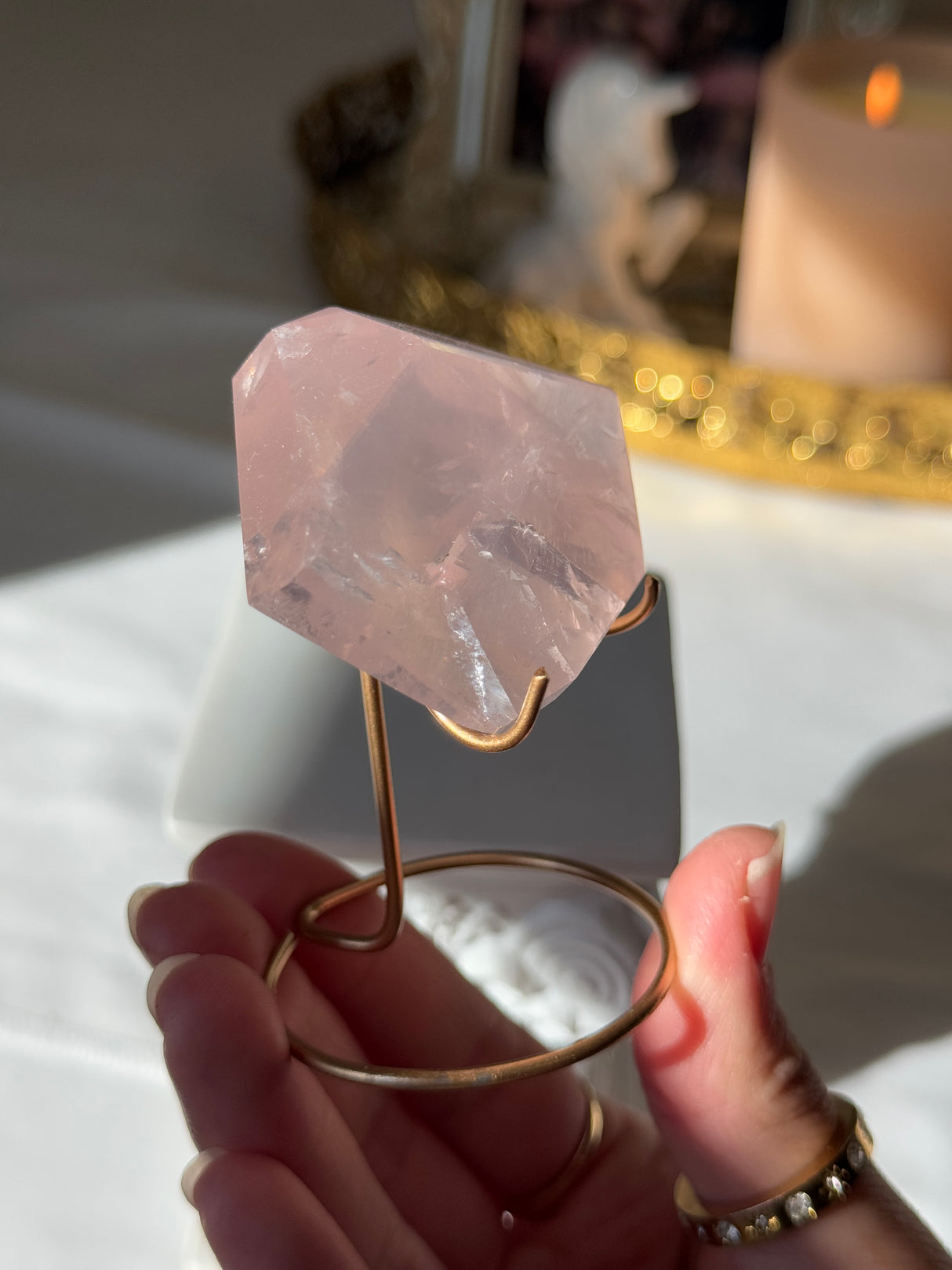 Gemmy Rose Quartz Free Form with Stand