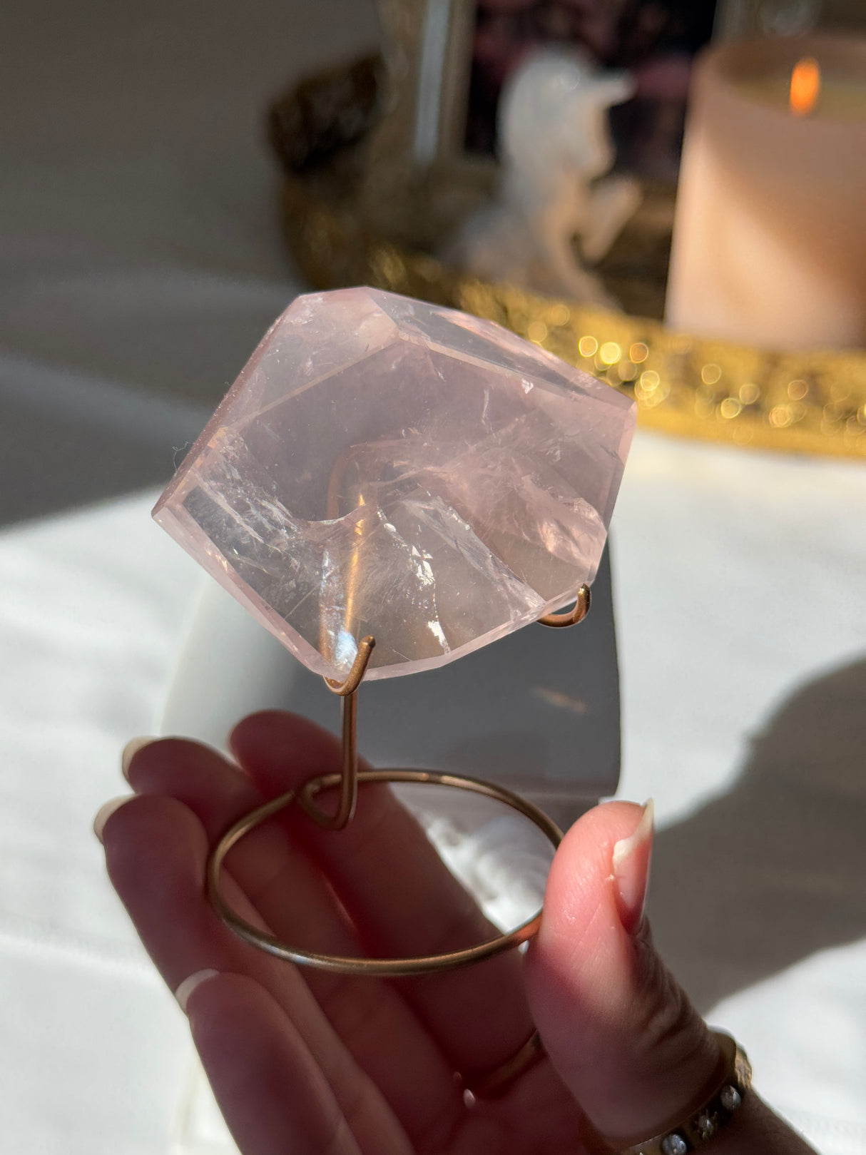 Gemmy Rose Quartz Free Form with Stand