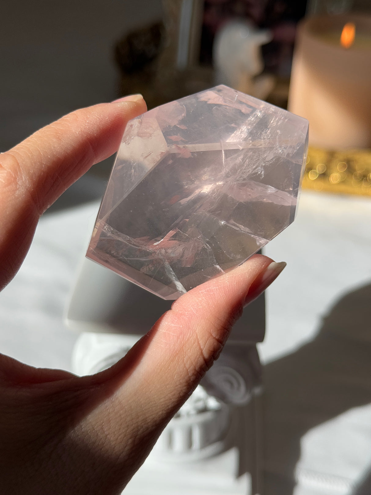 Gemmy Rose Quartz Free Form with Stand