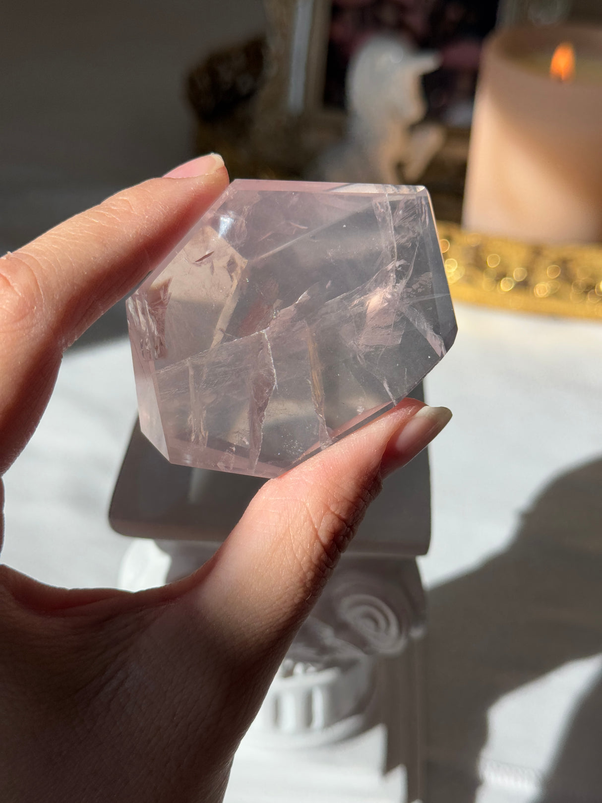 Gemmy Rose Quartz Free Form with Stand