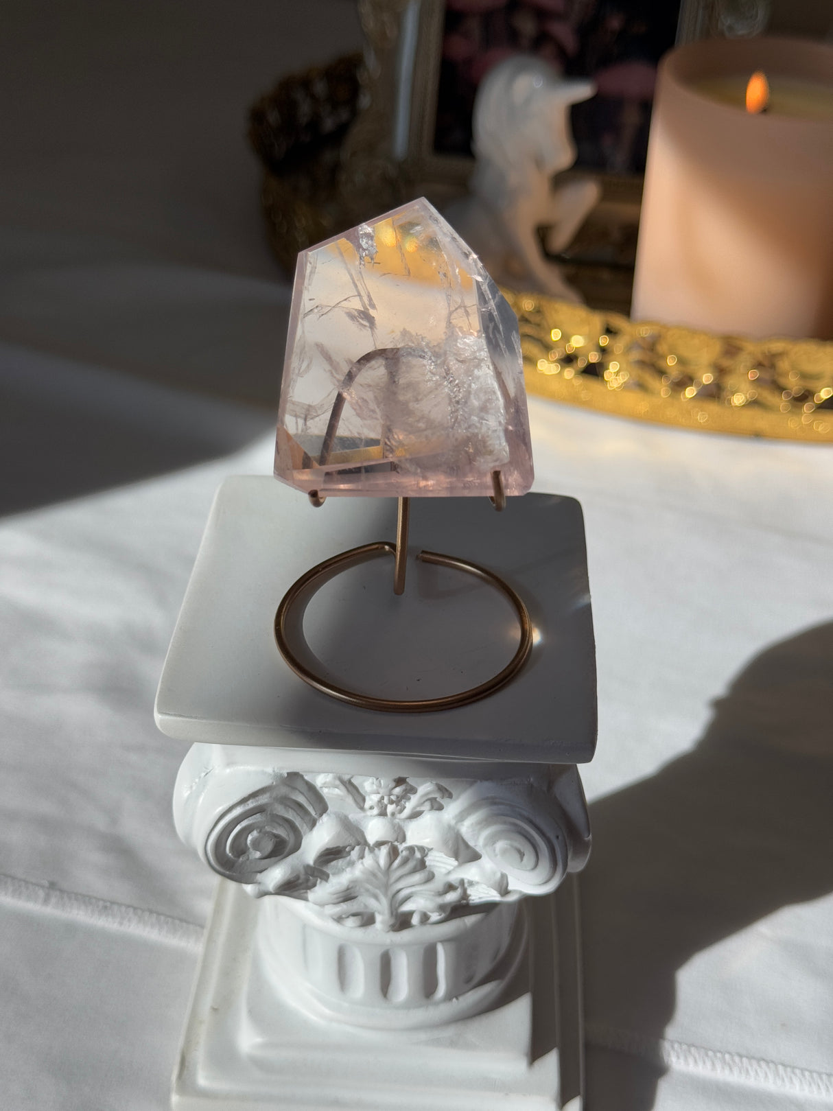 Gemmy Rose Quartz Free Form with Stand