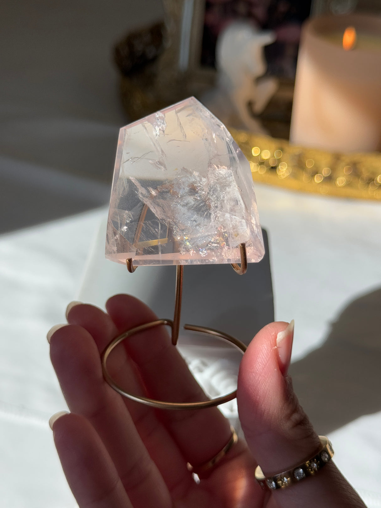 Gemmy Rose Quartz Free Form with Stand