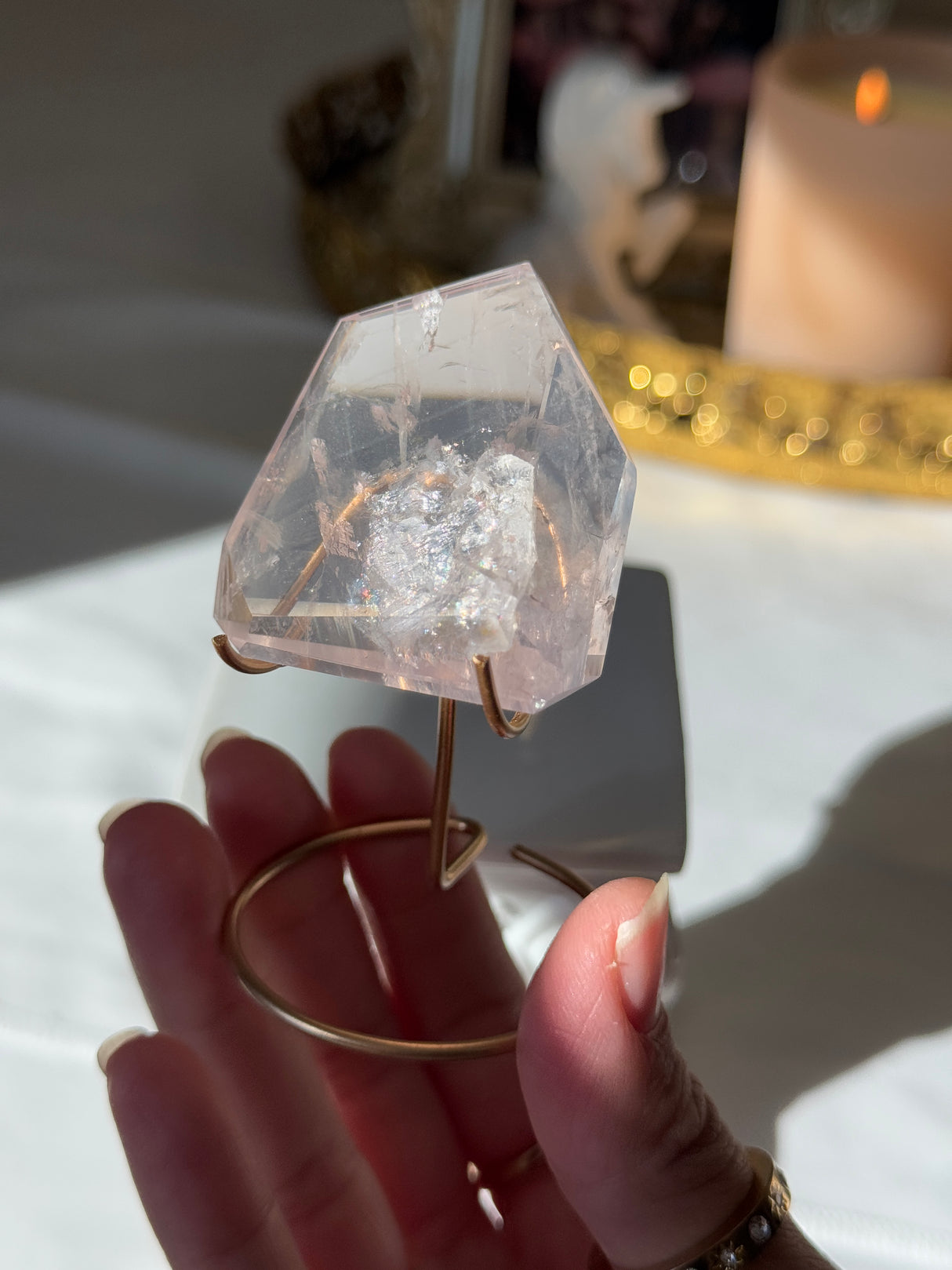 Gemmy Rose Quartz Free Form with Stand