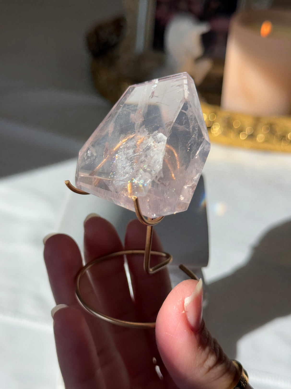 Gemmy Rose Quartz Free Form with Stand