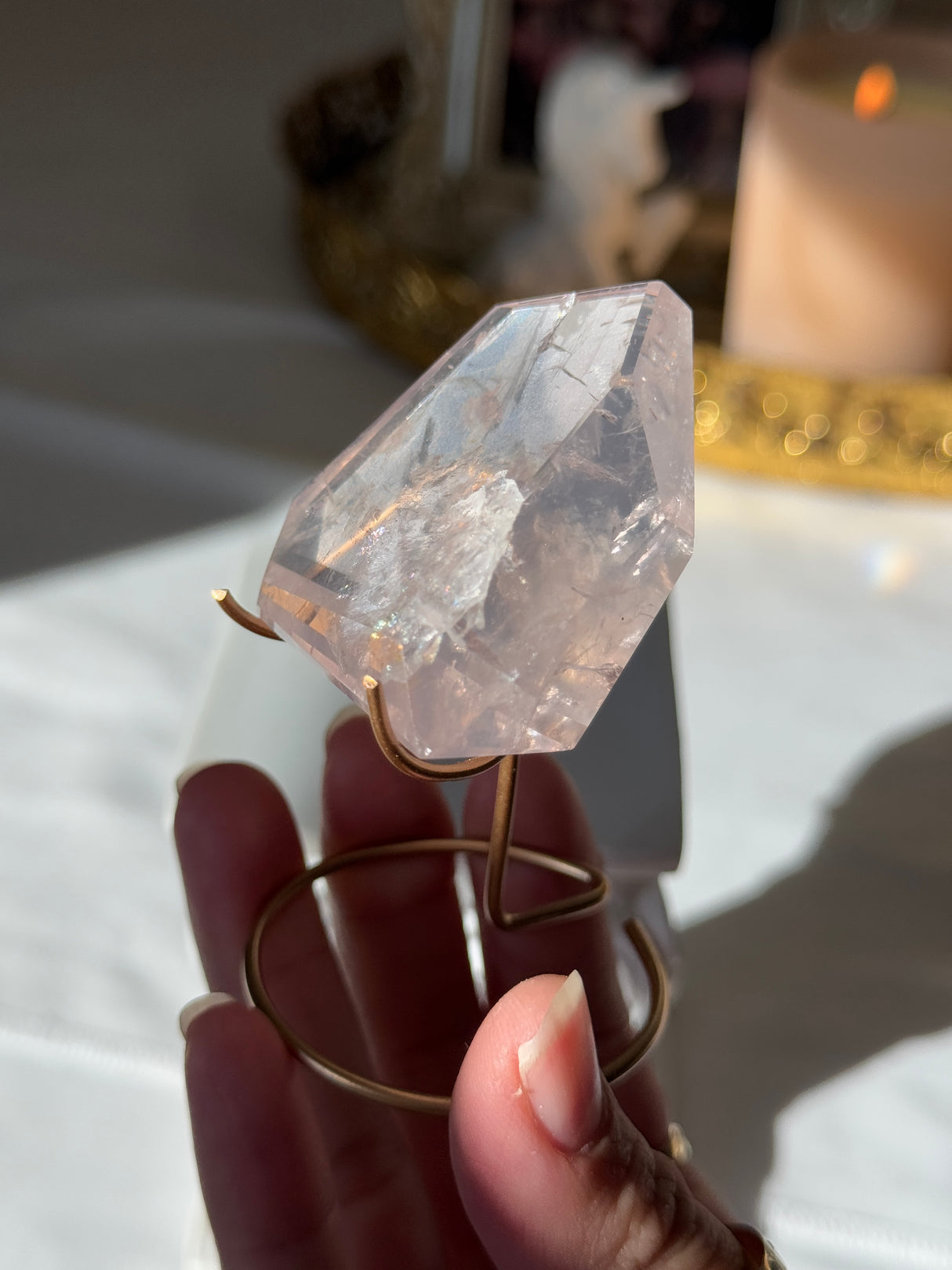 Gemmy Rose Quartz Free Form with Stand