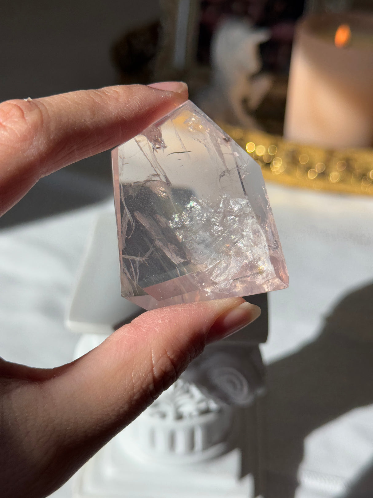 Gemmy Rose Quartz Free Form with Stand