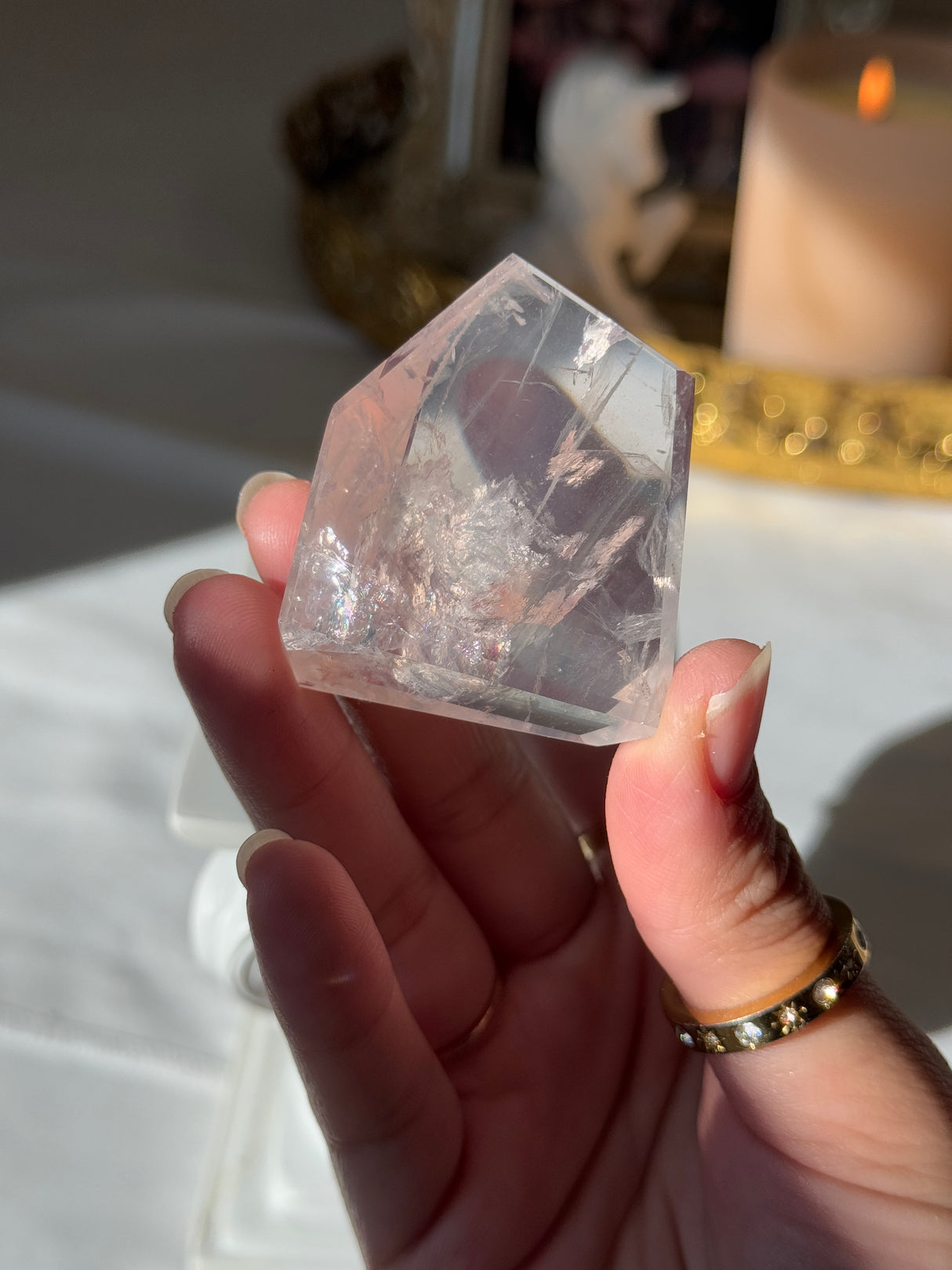 Gemmy Rose Quartz Free Form with Stand