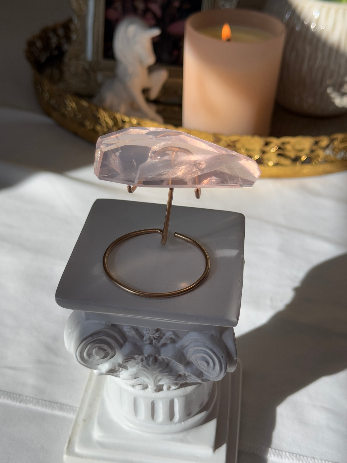 Gemmy Rose Quartz Free Form with Stand