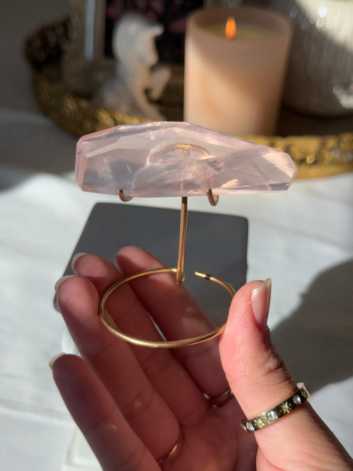 Gemmy Rose Quartz Free Form with Stand