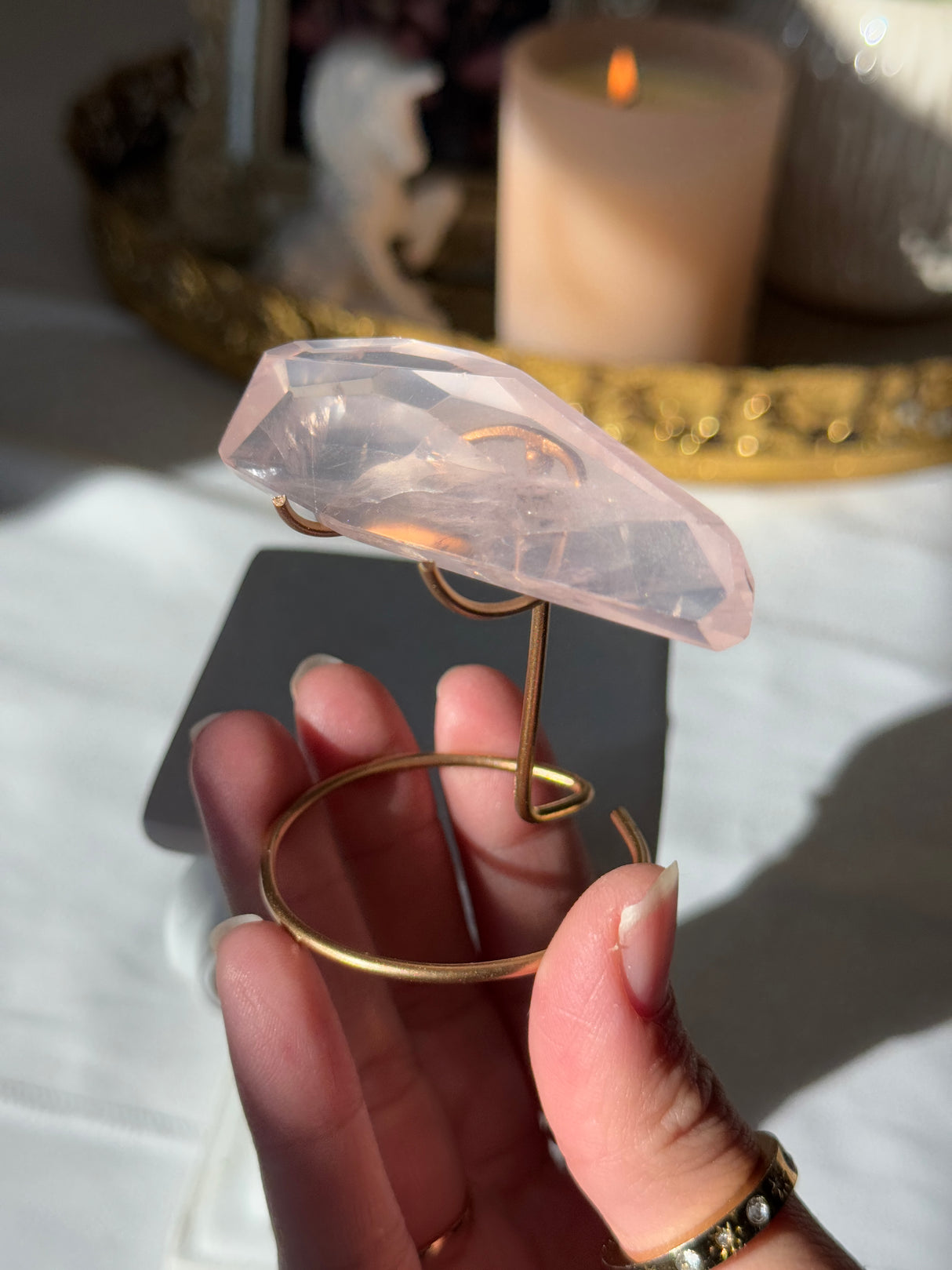 Gemmy Rose Quartz Free Form with Stand