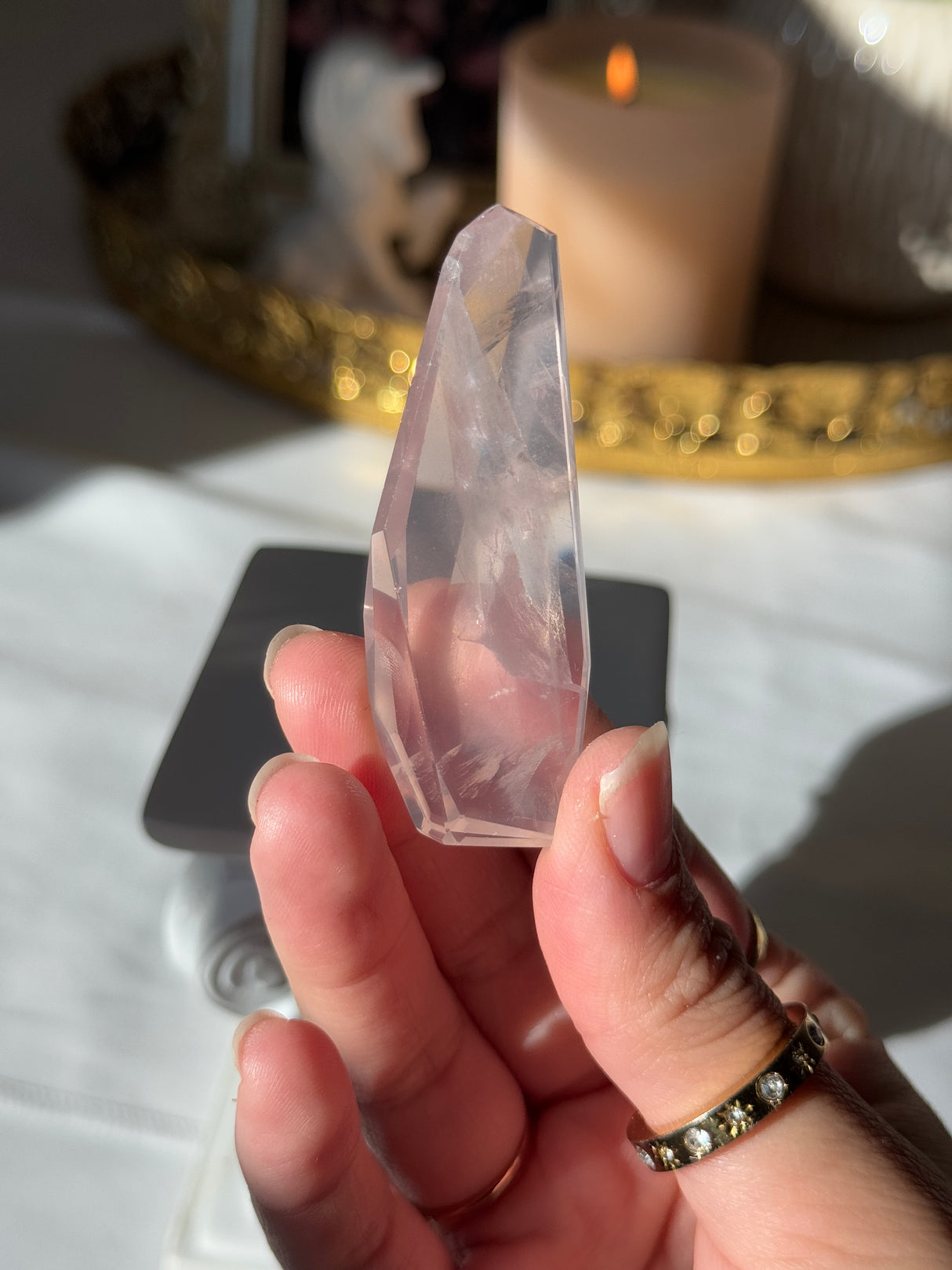 Gemmy Rose Quartz Free Form with Stand