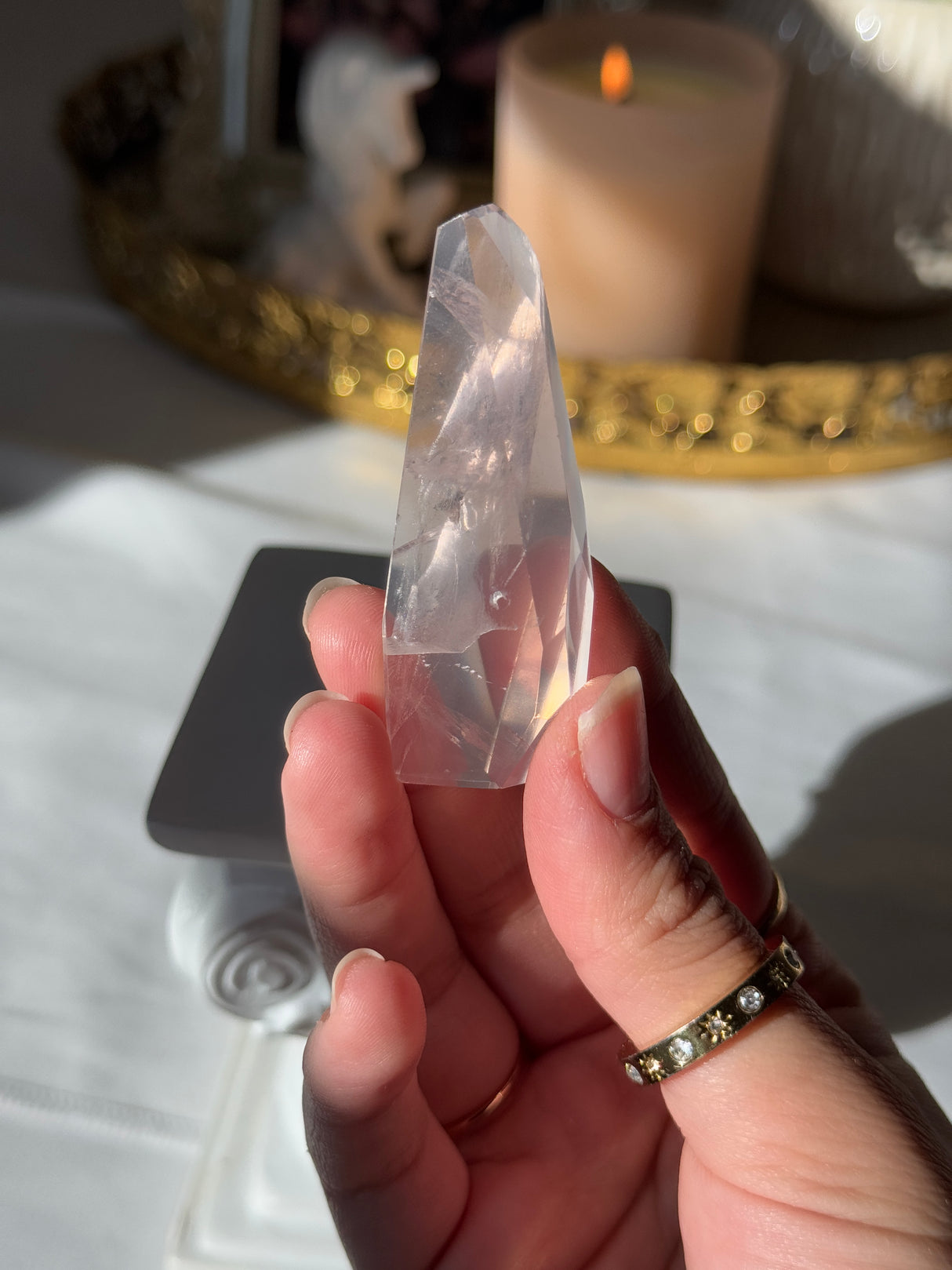 Gemmy Rose Quartz Free Form with Stand