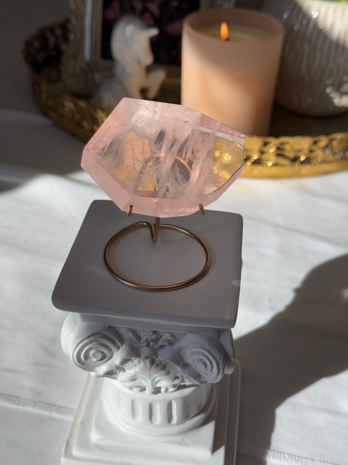 Gemmy Rose Quartz Free Form with Stand