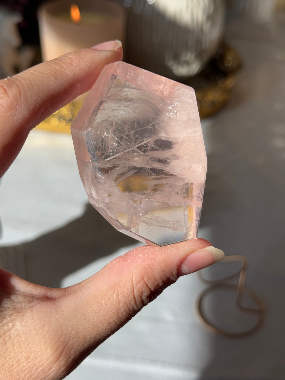 Gemmy Rose Quartz Free Form with Stand