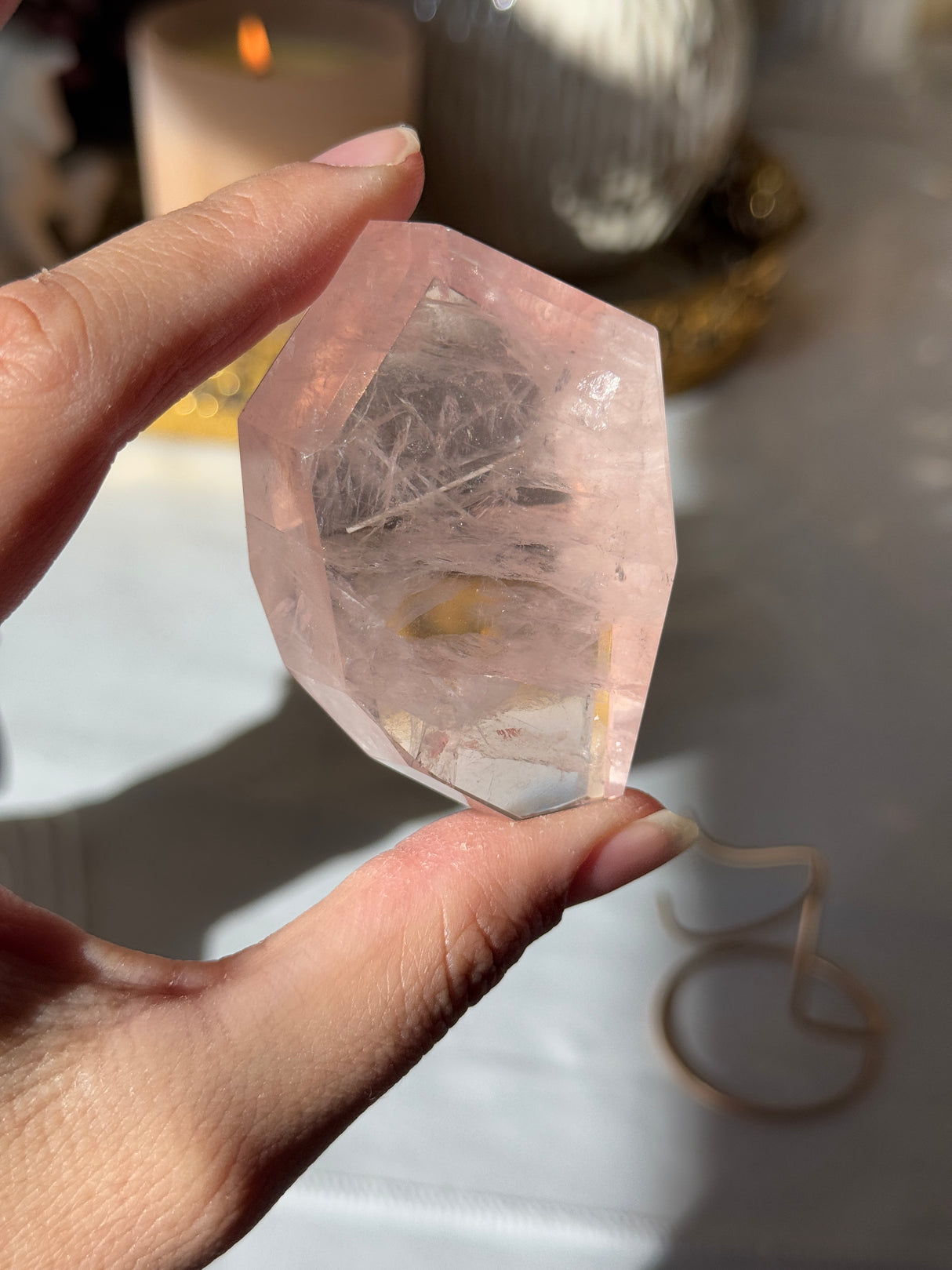 Gemmy Rose Quartz Free Form with Stand