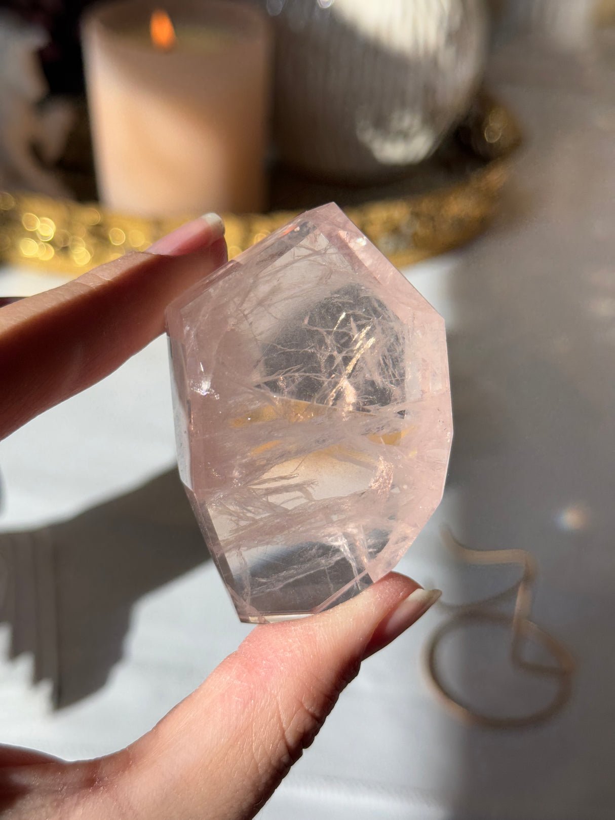 Gemmy Rose Quartz Free Form with Stand