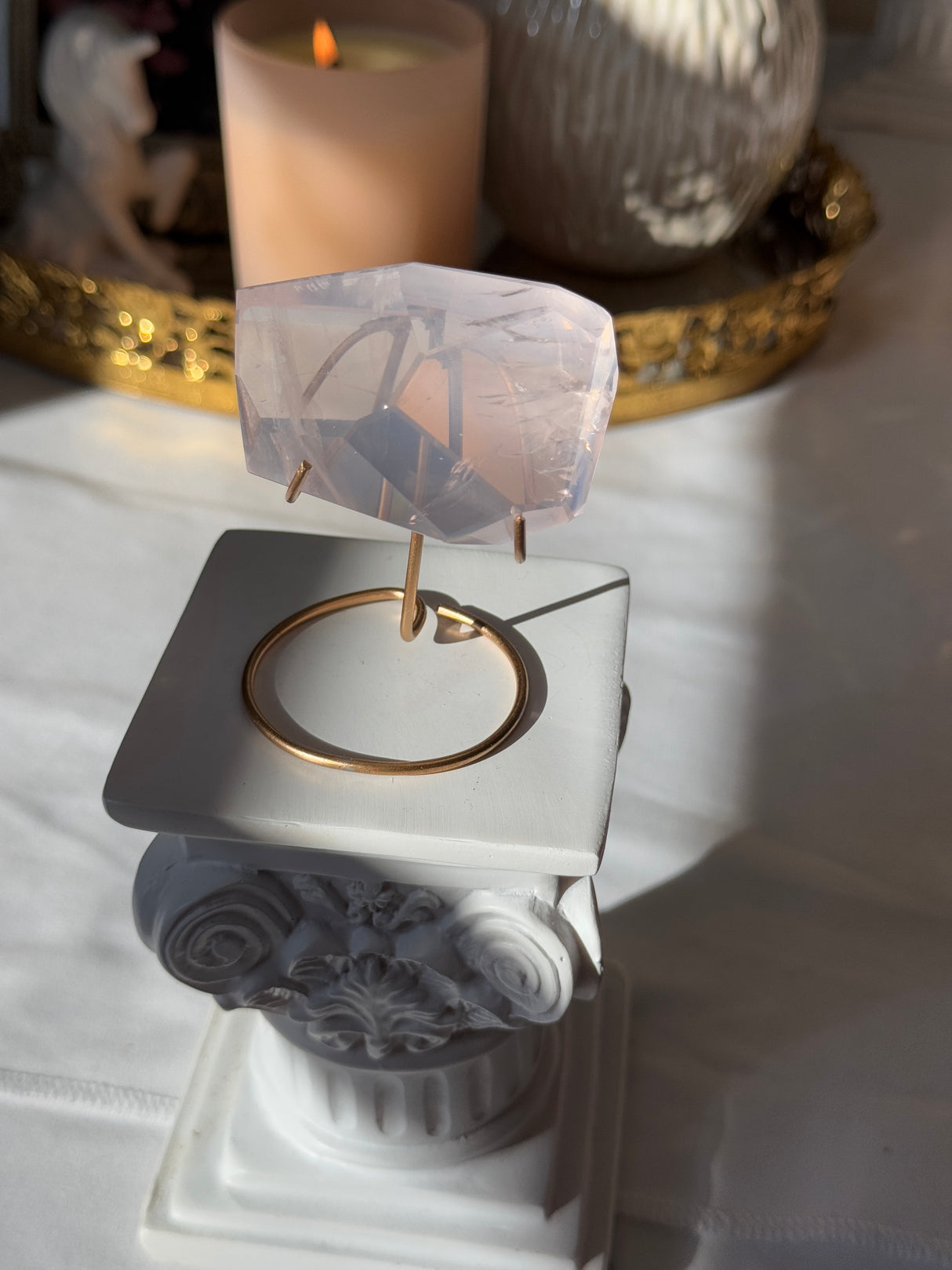 Gemmy Rose Quartz Free Form with Stand