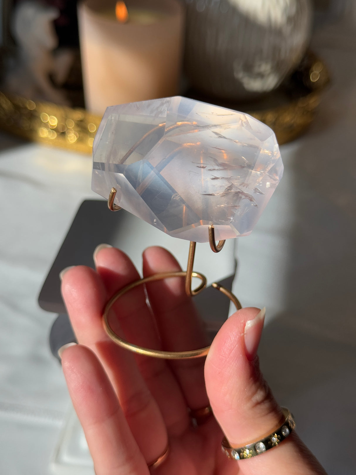 Gemmy Rose Quartz Free Form with Stand