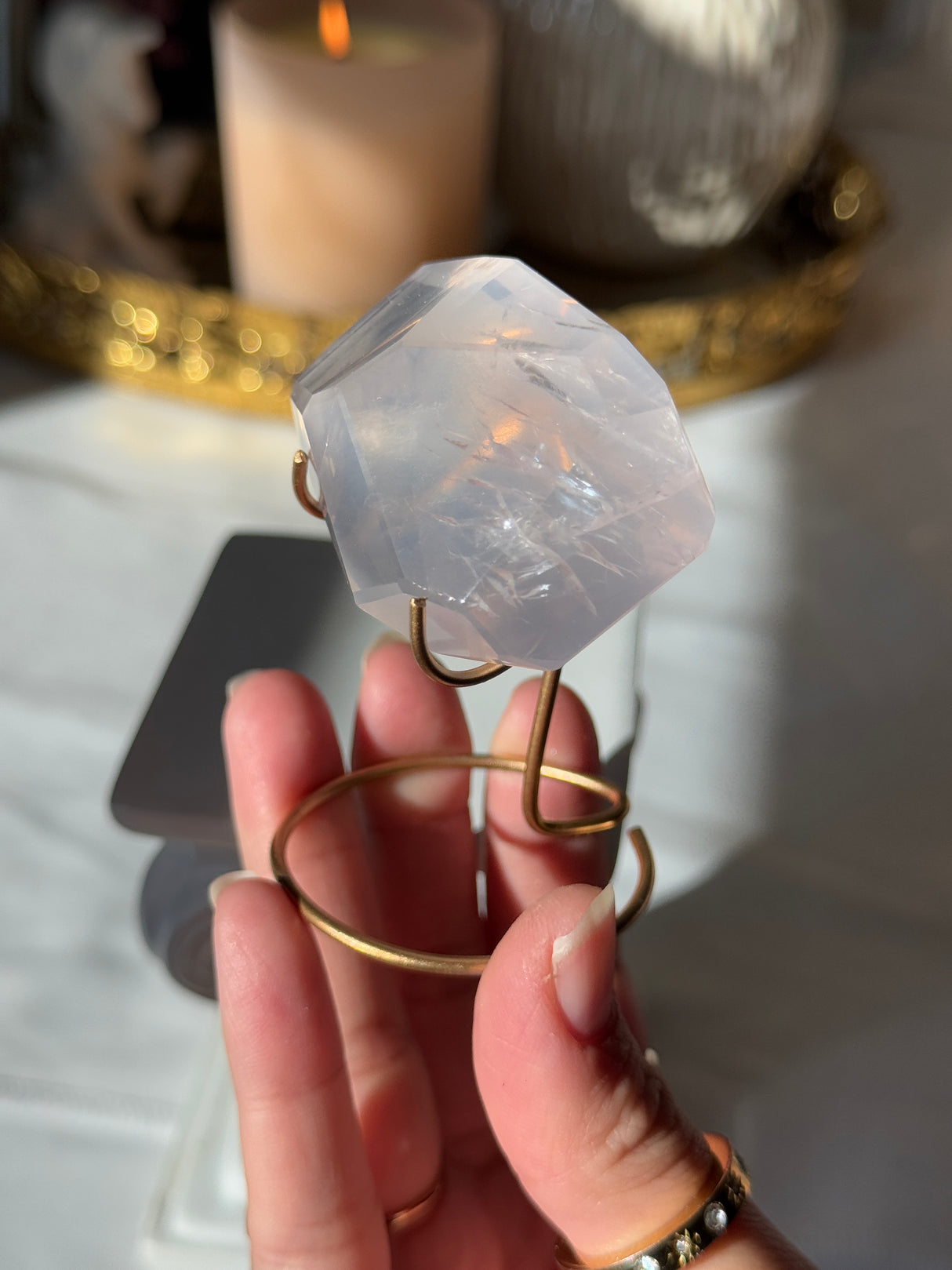 Gemmy Rose Quartz Free Form with Stand