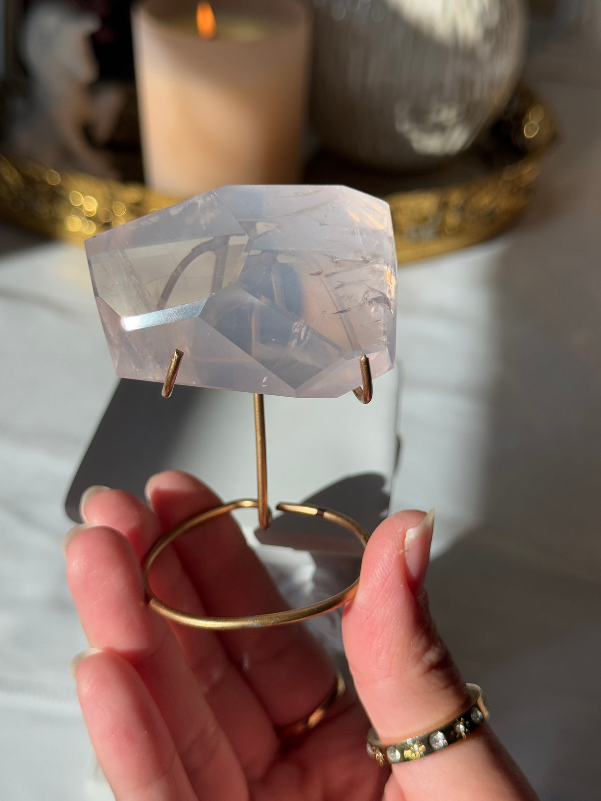 Gemmy Rose Quartz Free Form with Stand