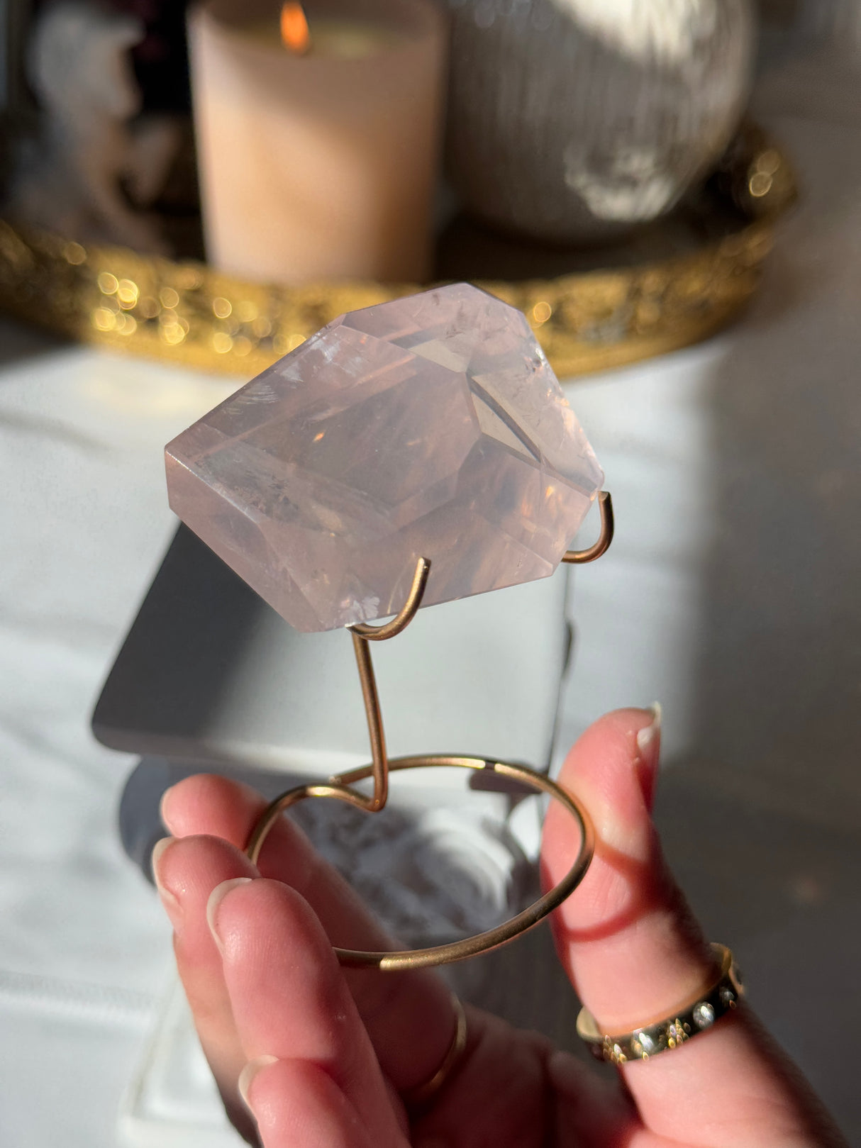 Gemmy Rose Quartz Free Form with Stand