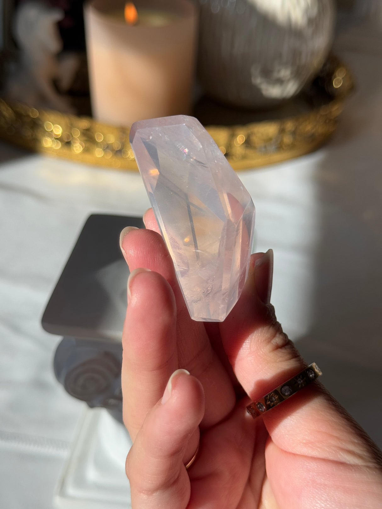 Gemmy Rose Quartz Free Form with Stand