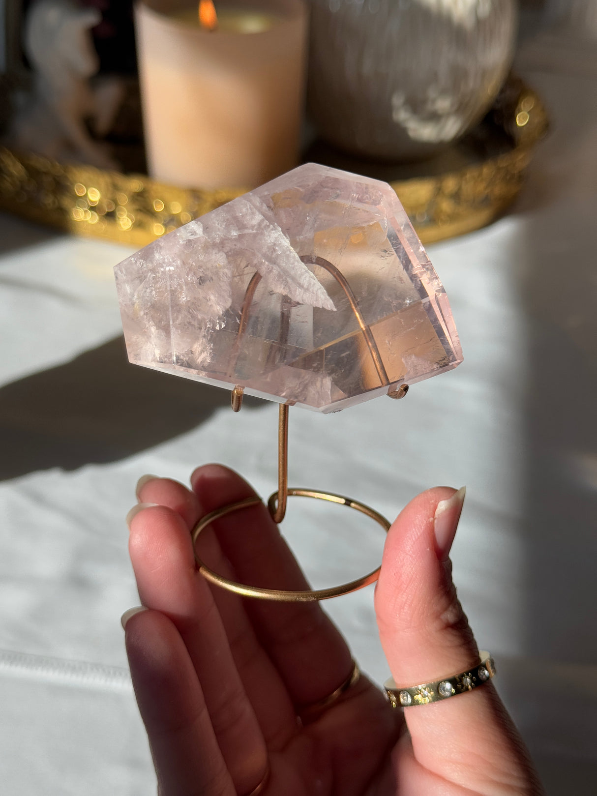 Gemmy Rose Quartz Free Form with Stand