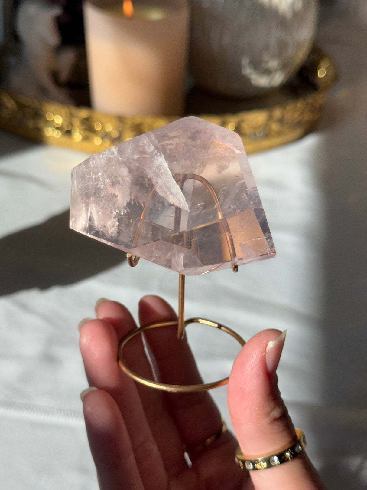 Gemmy Rose Quartz Free Form with Stand