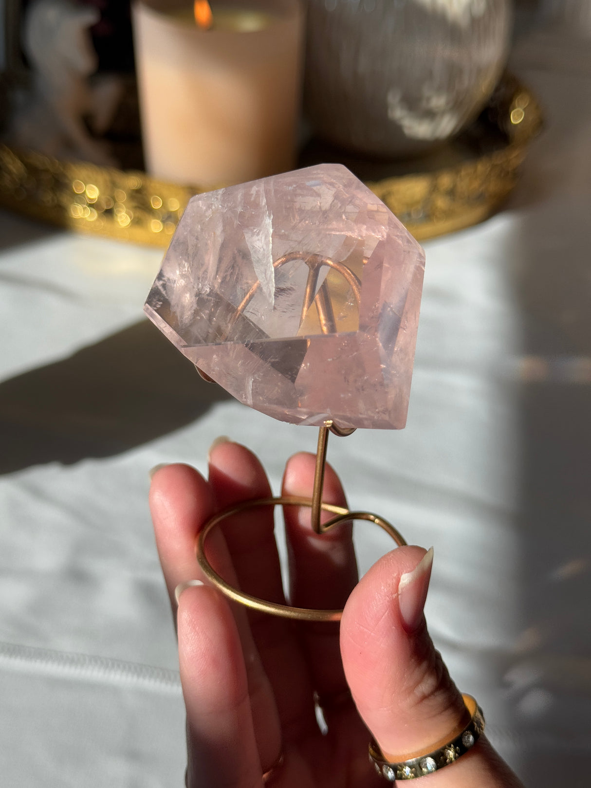 Gemmy Rose Quartz Free Form with Stand