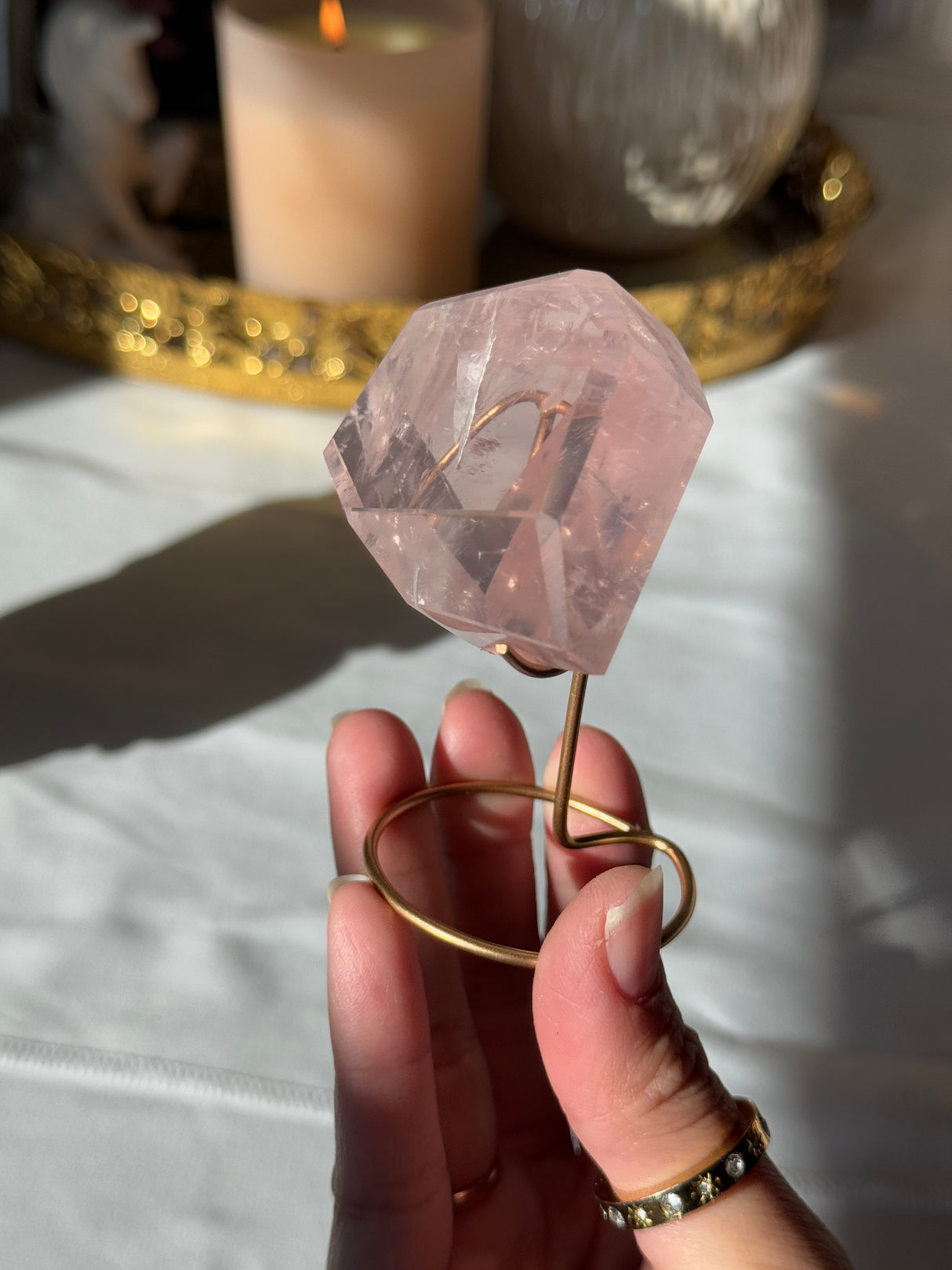 Gemmy Rose Quartz Free Form with Stand