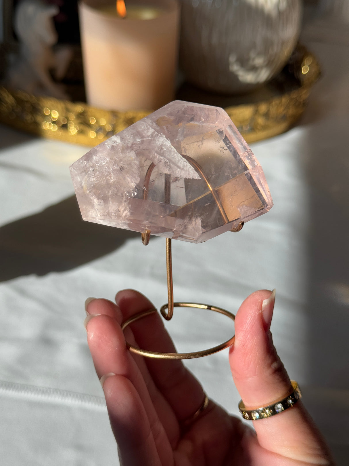 Gemmy Rose Quartz Free Form with Stand