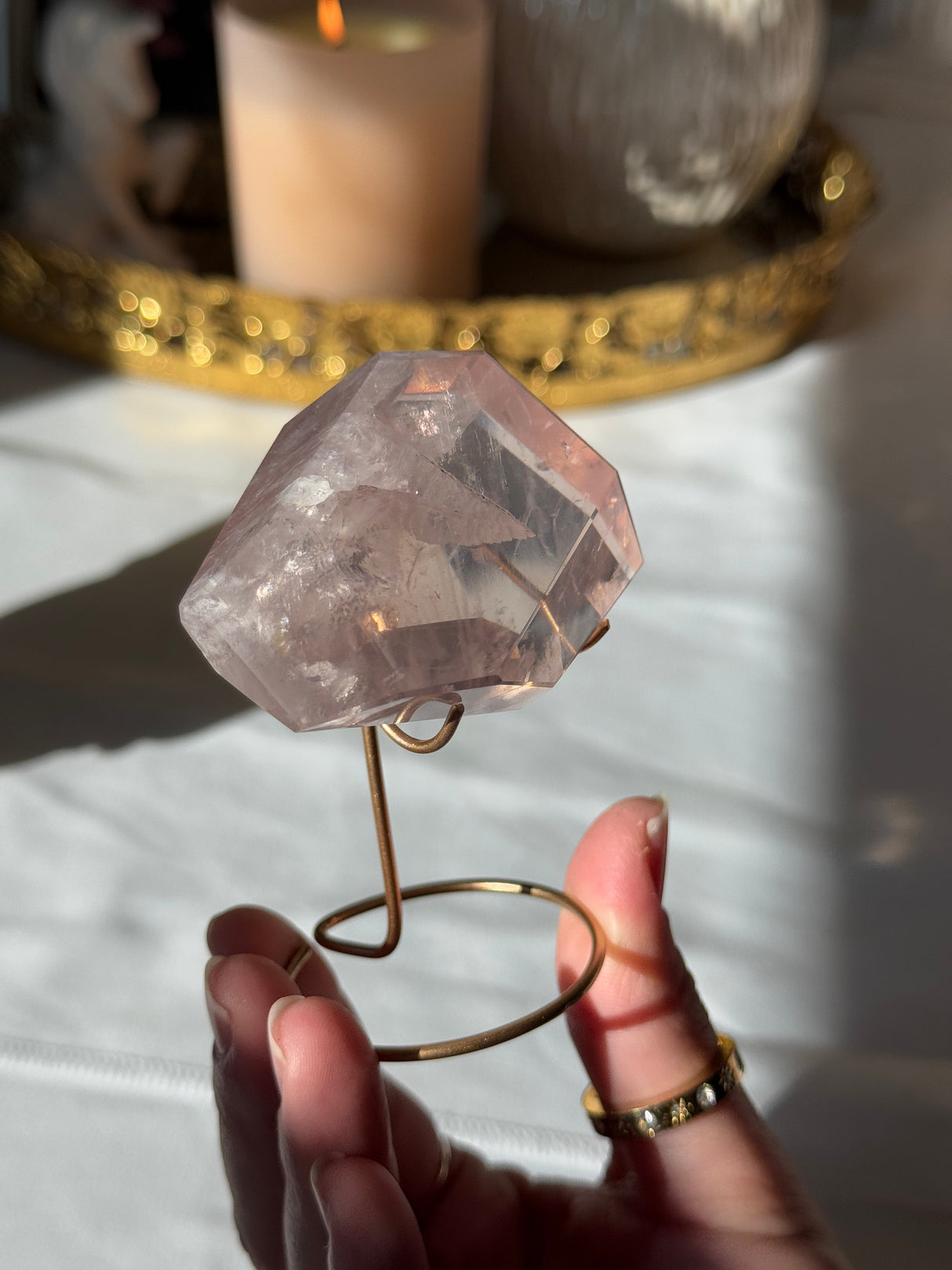 Gemmy Rose Quartz Free Form with Stand