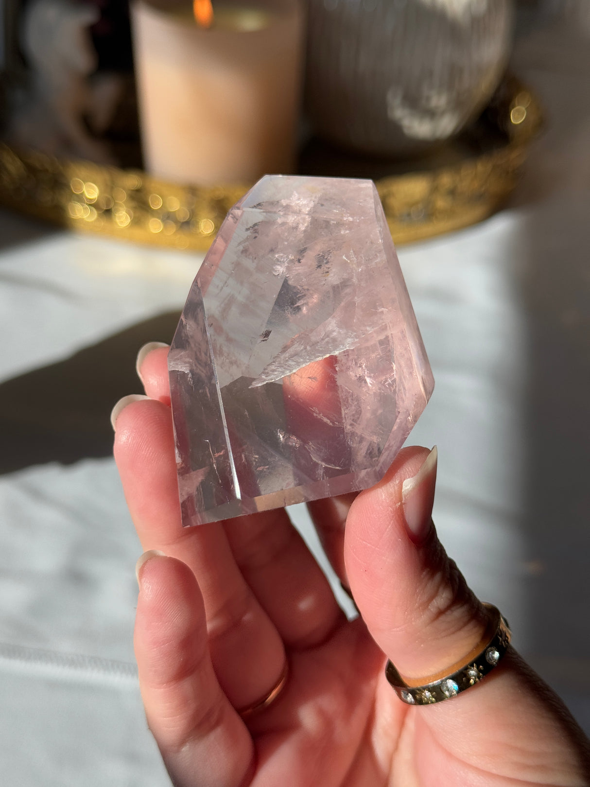 Gemmy Rose Quartz Free Form with Stand