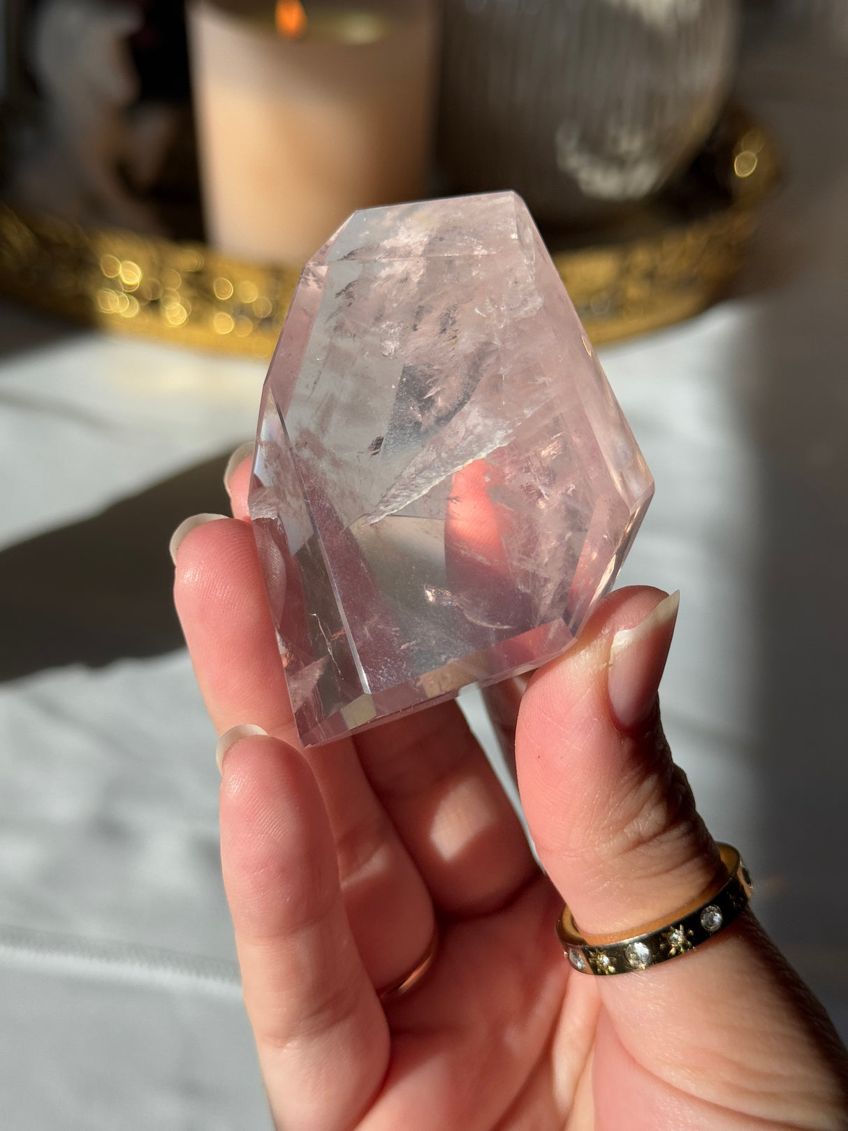 Gemmy Rose Quartz Free Form with Stand