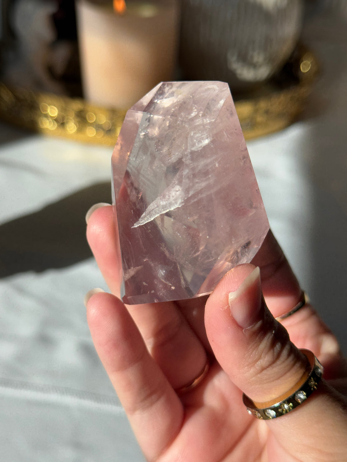 Gemmy Rose Quartz Free Form with Stand