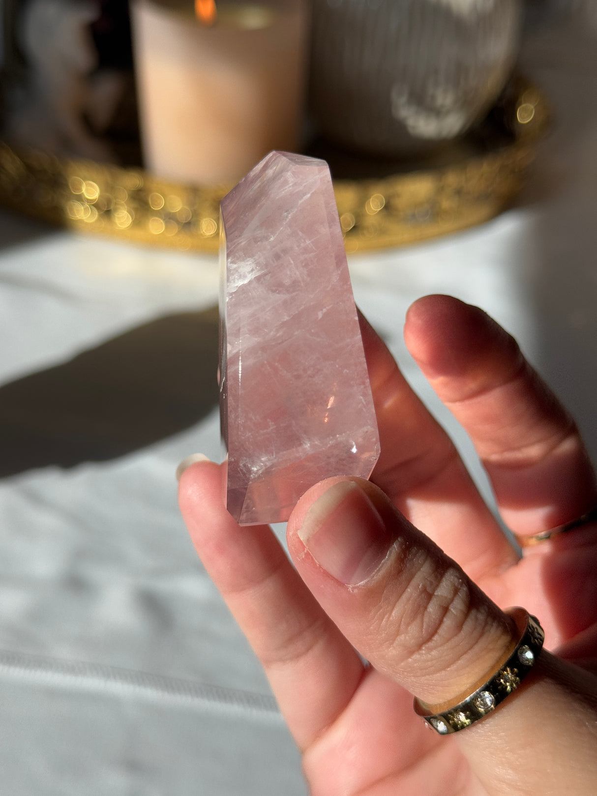 Gemmy Rose Quartz Free Form with Stand