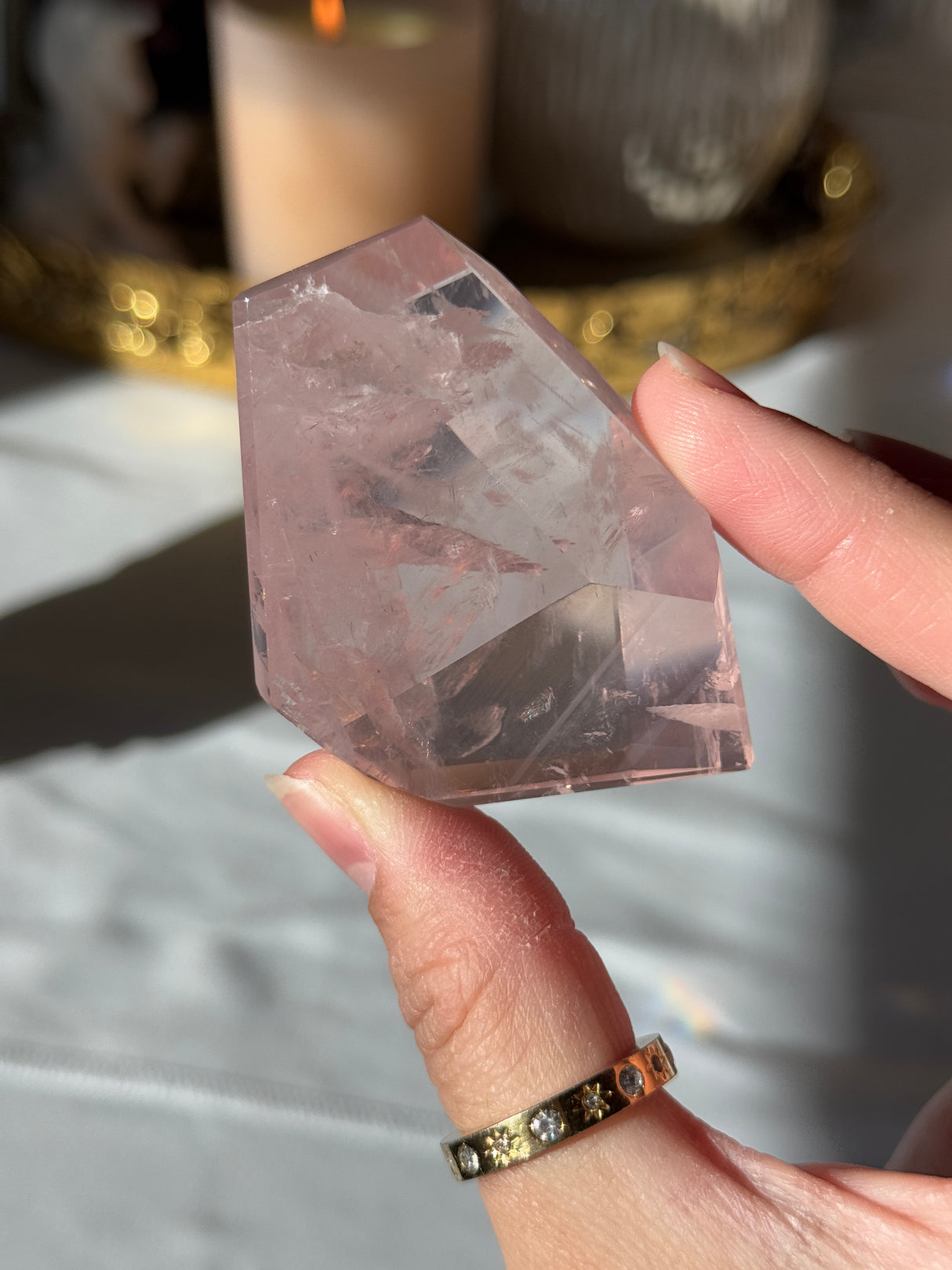 Gemmy Rose Quartz Free Form with Stand