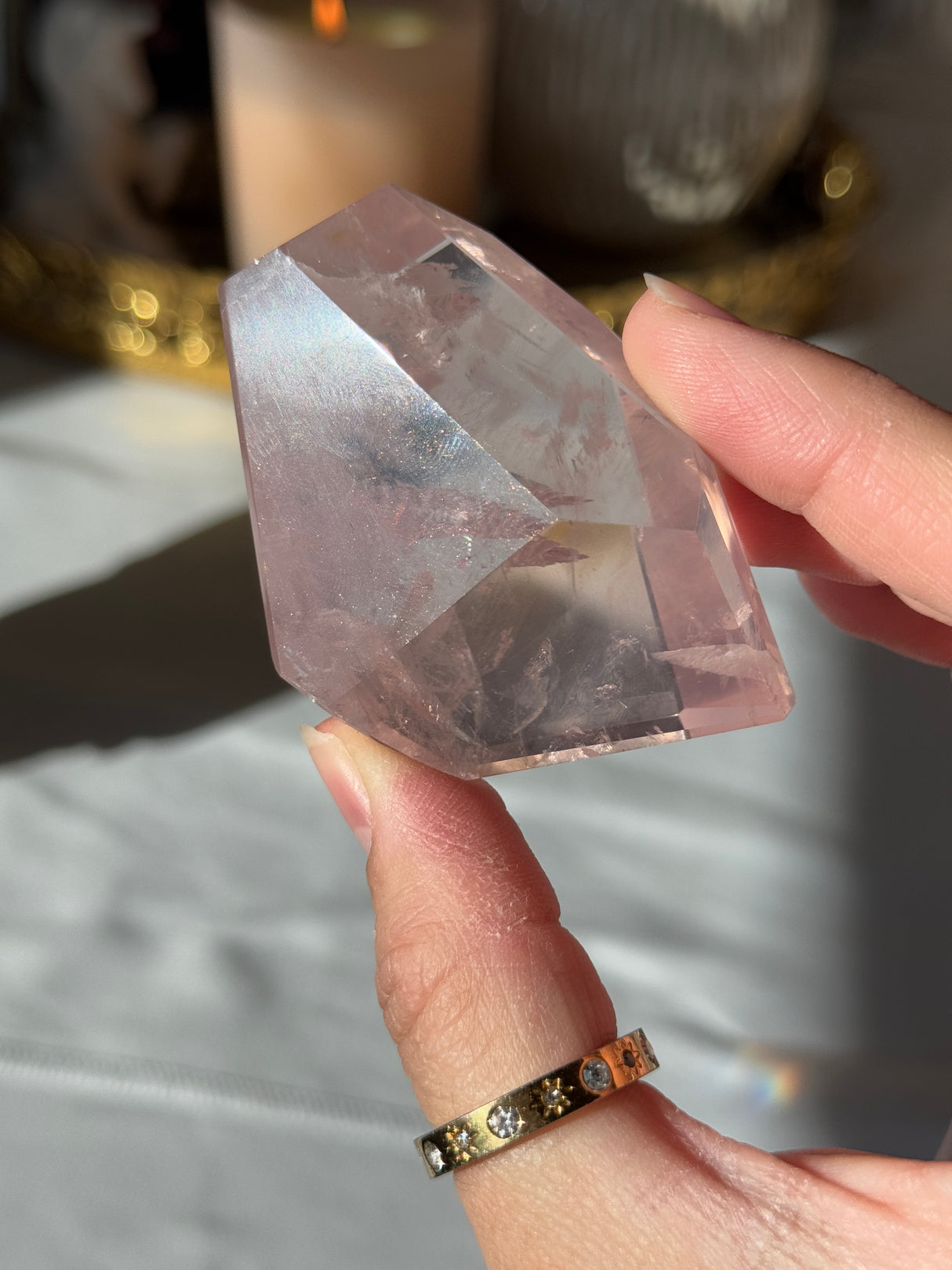 Gemmy Rose Quartz Free Form with Stand