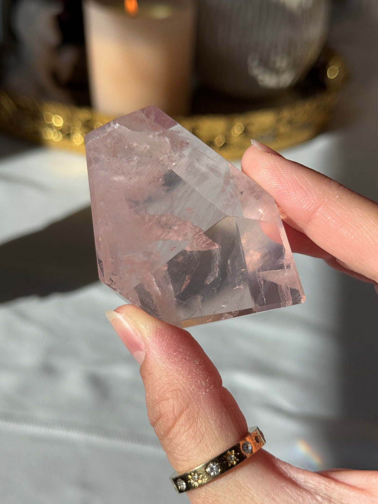 Gemmy Rose Quartz Free Form with Stand