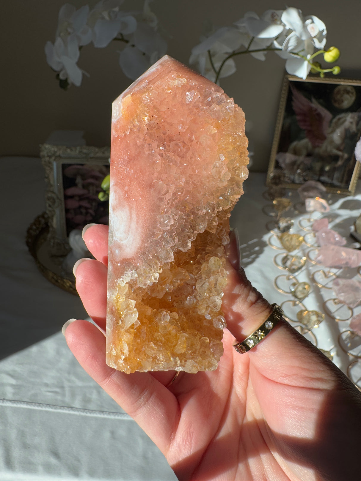 Peachy Pink Amethyst Tower