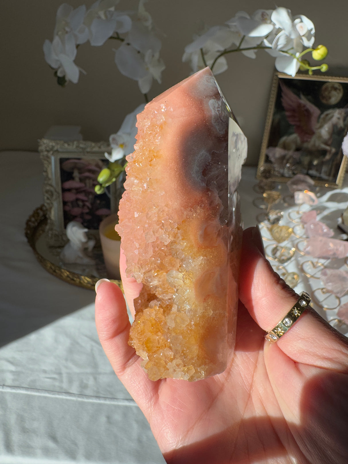 Peachy Pink Amethyst Tower
